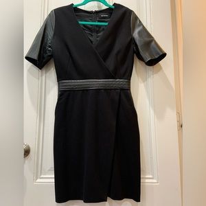 The Kooples surplice-style dress with lamb skin leather accent